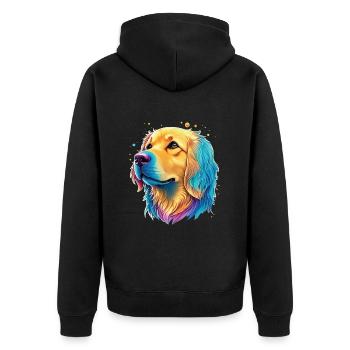 Golden Retriever Hunde Liebhaber Kunst Design - Unisex Premium Bio Zip Hoodie - Schwarz - Hinten - Nico (187cm)