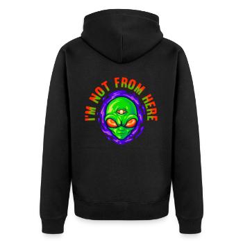 Alien, UFO, UAP, Space, Space Flying Object - Unisex Premium Organic Zip Hoodie - black - Back - Nico (187cm)