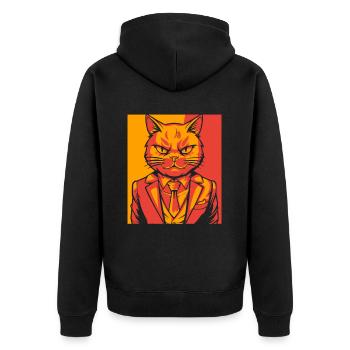 Katze - Unisex Premium Bio Zip Hoodie - Schwarz - Hinten - Nico (187cm)