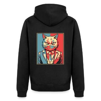Katze - Unisex Premium Bio Zip Hoodie - Schwarz - Hinten - Nico (187cm)
