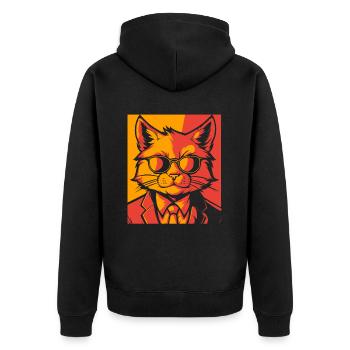 Katze - Unisex Premium Bio Zip Hoodie - Schwarz - Hinten - Nico (187cm)