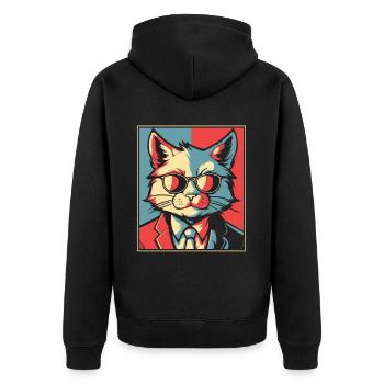 Katze - Unisex Premium Bio Zip Hoodie - Schwarz - Hinten - Nico (187cm)