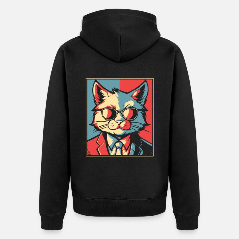 Katze - Unisex Premium Bio Zip Hoodie - Schwarz
