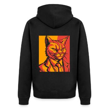 Katze - Unisex Premium Bio Zip Hoodie - Schwarz - Hinten - Nico (187cm)
