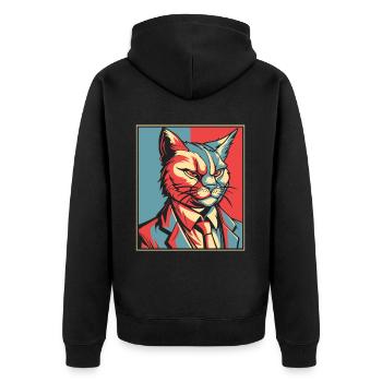Katze - Unisex Premium Bio Zip Hoodie - Schwarz - Hinten - Nico (187cm)