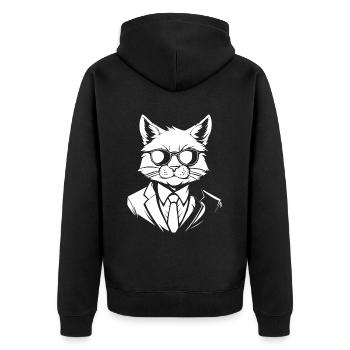 Katze - Unisex Premium Bio Zip Hoodie - Schwarz - Hinten - Nico (187cm)