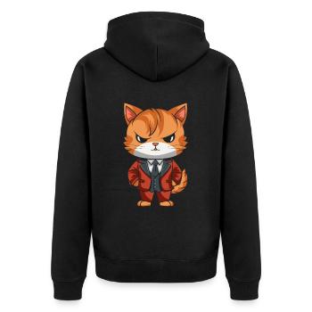 Katze Anzug - Unisex Premium Bio Zip Hoodie - Schwarz - Hinten - Nico (187cm)