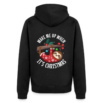 Wake me up when its Christmas - Unisex Premium Organic Zip Hoodie - black - Back - Nico (187cm)