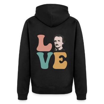Edgar Allan Poe Écrivain Poète Anglais L - Veste à capuche bio Premium Unisexe - noir - Dos - Nico (187cm)