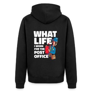 Postbote Briefträger Lustig - Unisex Premium Bio Zip Hoodie - Schwarz - Hinten - Nico (187cm)
