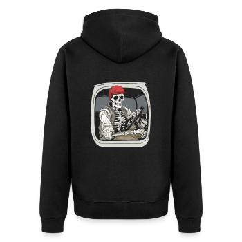 Lkw Fahrer Trucker Lastwagenfahrer - Unisex Premium Bio Zip Hoodie - Schwarz - Hinten - Nico (187cm)