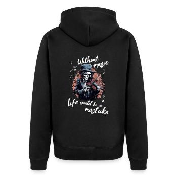 Violinist-Musiker Geigen Musik-Instrumente Geiger - Unisex Premium Bio Zip Hoodie - Schwarz - Hinten - Nico (187cm)