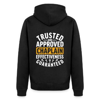 Parish priest chaplain cleric - Unisex Premium Organic Zip Hoodie - black - Back - Nico (187cm)
