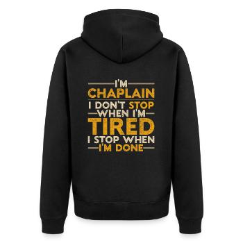 Kaplan Kleriker Pfarrer - Unisex Premium Bio Zip Hoodie - Schwarz - Hinten - Nico (187cm)