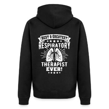 Respiratory Therapist - Unisex Premium Organic Zip Hoodie - black - Back - Nico (187cm)