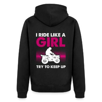 ATV Quad Bike Girl Allradfahrzeuge - Unisex Premium Bio Zip Hoodie - Schwarz - Hinten - Nico (187cm)