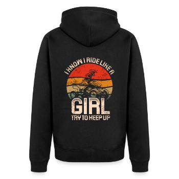 ATV Quad Bike Girl Allradfahrzeuge - Unisex Premium Bio Zip Hoodie - Schwarz - Hinten - Nico (187cm)