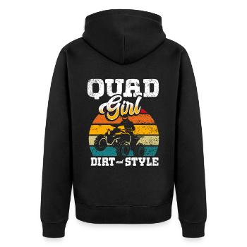 ATV Quad Bike Girl Allradfahrzeuge - Unisex Premium Bio Zip Hoodie - Schwarz - Hinten - Nico (187cm)