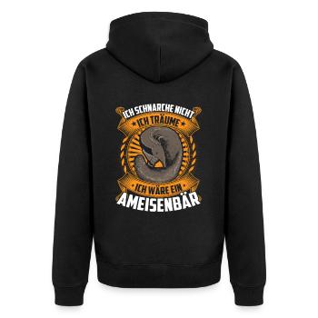 Ich träume von Ameisenbär Ameisenfresser - Unisex Premium Bio Zip Hoodie - Schwarz - Hinten - Nico (187cm)