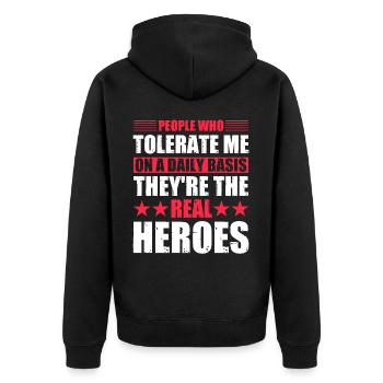 People who tolerate me on a daily basis - Unisex Premium Organic Zip Hoodie - black - Back - Nico (187cm)