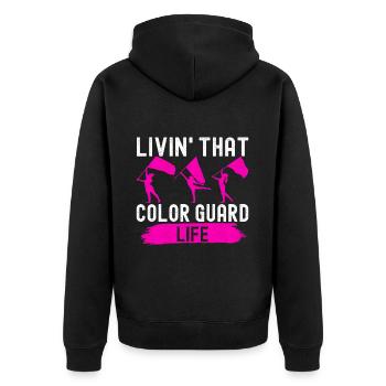 Fahnenschwenker Marching Band Color Guard - Unisex Premium Bio Zip Hoodie - Schwarz - Hinten - Nico (187cm)