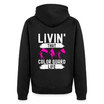 Drapeau agitant la fanfare garde de couleur - Veste à capuche bio Premium Unisexe - noir - Dos - Nico (187cm)