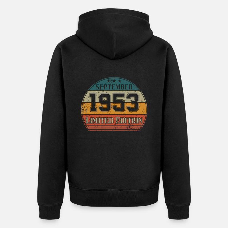 Anniversaire - Edition Limitée Septembre 1953 - Veste à capuche bio Premium Unisexe - noir