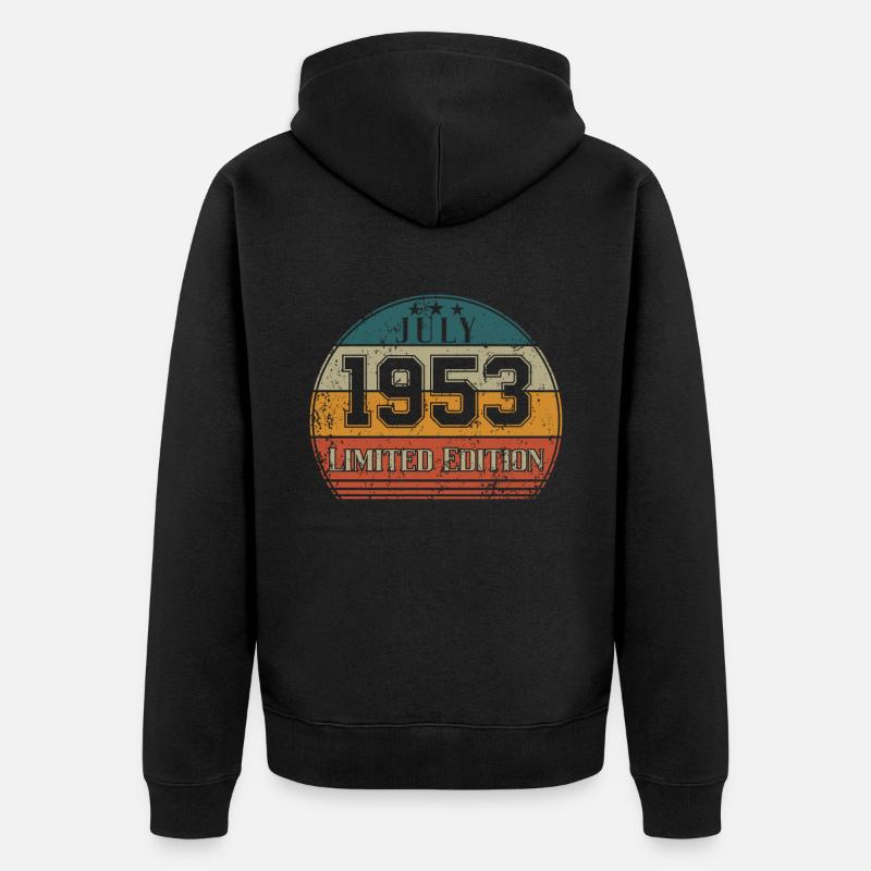Anniversaire - Edition Limitée Juillet 1953 - Veste à capuche bio Premium Unisexe - noir
