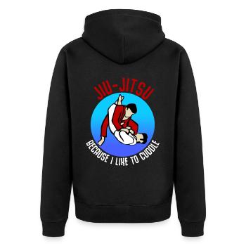 Jiu-Jitsu BJJ Brasilian Ju-Jitsu - Unisex Premium Bio Zip Hoodie - Schwarz - Hinten - Nico (187cm)