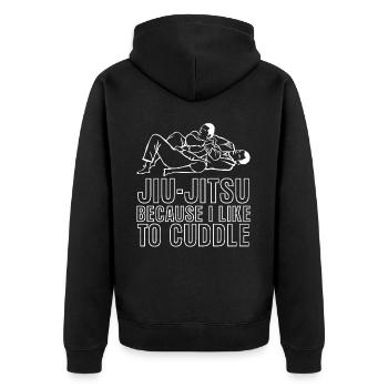Jiu-Jitsu Joke BJJ Brasilian Ju-Jitsu - Unisex Premium Bio Zip Hoodie - Schwarz - Hinten - Nico (187cm)