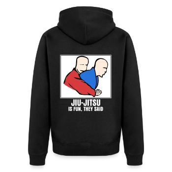 BJJ Brasilian Ju-Jitsu Jiu-Jitsu - Unisex Premium Bio Zip Hoodie - Schwarz - Hinten - Nico (187cm)