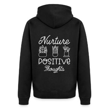 Nurture Positive Thoughts Motivational Gardening P - Unisex Premium Bio Zip Hoodie - Schwarz - Hinten - Nico (187cm)