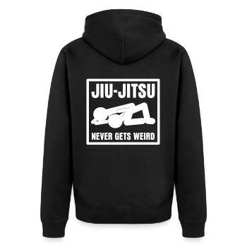 Ju-Jitsu BJJ Brasilian Jiu-Jitsu - Unisex Premium Bio Zip Hoodie - Schwarz - Hinten - Nico (187cm)