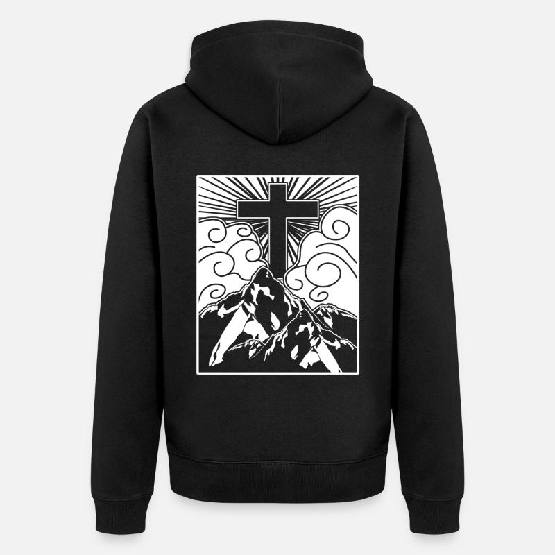 Croix Jésus-Christ Christianisme - Veste à capuche bio Premium Unisexe - noir