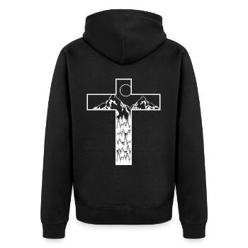 Montagnes Croix Jésus-Christ - Veste à capuche bio Premium Unisexe - noir - Dos - Nico (187cm)