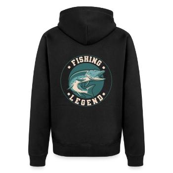 Pêche, pêcheur, pêcheur et pêche au brochet - Veste à capuche bio Premium Unisexe - noir - Dos - Nico (187cm)