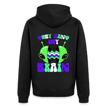 Alien, UFO, UAP, Space, Space Flying Object - Unisex Premium Organic Zip Hoodie - black - Back - Nico (187cm)