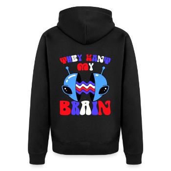 Alien, UFO, UAP, Space, Weltraum Flugobjekt - Unisex Premium Bio Zip Hoodie - Schwarz - Hinten - Nico (187cm)