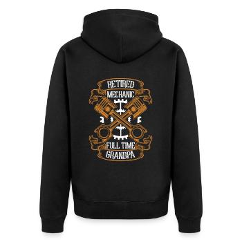 Retired Mechanic Full Time Grandpa Master Motor Vehicle - Unisex Premium Organic Zip Hoodie - black - Back - Nico (187cm)