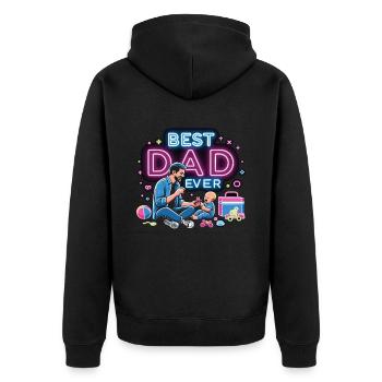 Best Dad Ever - Unisex Premium Bio Zip Hoodie - Schwarz - Hinten - Nico (187cm)