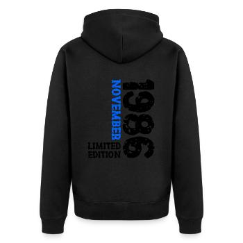1986 November Limited Edition 37th Birthday Decoration - Unisex Premium Organic Zip Hoodie - black - Back - Nico (187cm)