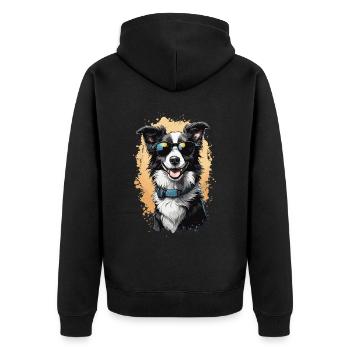 Border Collie Elegance for Dog Lovers - Unisex Premium Organic Zip Hoodie - black - Back - Nico (187cm)
