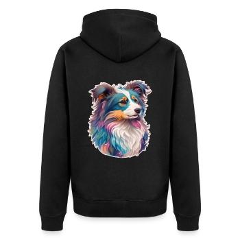 Australian Shepherd Dog Dog Lover Art - Unisex Premium Organic Zip Hoodie - black - Back - Nico (187cm)