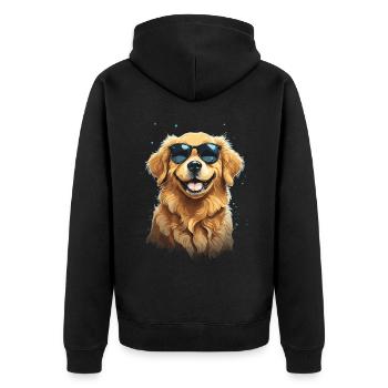 Golden Retriever Coolness und Stil Sonnenbrille - Unisex Premium Bio Zip Hoodie - Schwarz - Hinten - Nico (187cm)