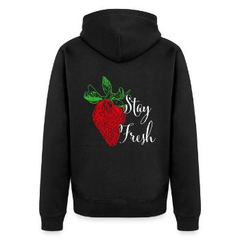 Restez frais Fraises Fruits Fruits Végétarien Végétalien - Veste à capuche bio Premium Unisexe - noir - Dos - Nico (187cm)