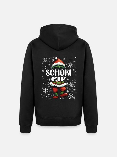 Weihnachtsoutfit Schoki Elf - Unisex Premium Bio Zip Hoodie - Schwarz