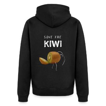 Save the Kiwi Früchte Vogel Neuseeland Reisen - Unisex Premium Bio Zip Hoodie - Schwarz - Hinten - Nico (187cm)