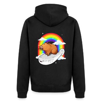 Drôle Sacabambaspis Poisson Meme Capybara Regenbog - Veste à capuche bio Premium Unisexe - noir - Dos - Nico (187cm)
