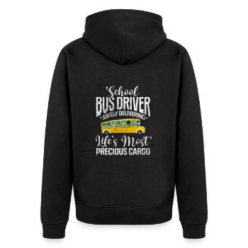 Busfahrer - Unisex Premium Bio Zip Hoodie - Schwarz - Hinten - Nico (187cm)