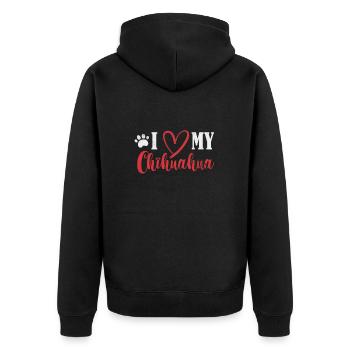 Chihuahua - Unisex Premium Organic Zip Hoodie - black - Back - Nico (187cm)